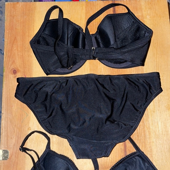 Black 4 piece swim bundle matching size 8 Medium Tankini, coverup and bikini top - Picture 8 of 10
